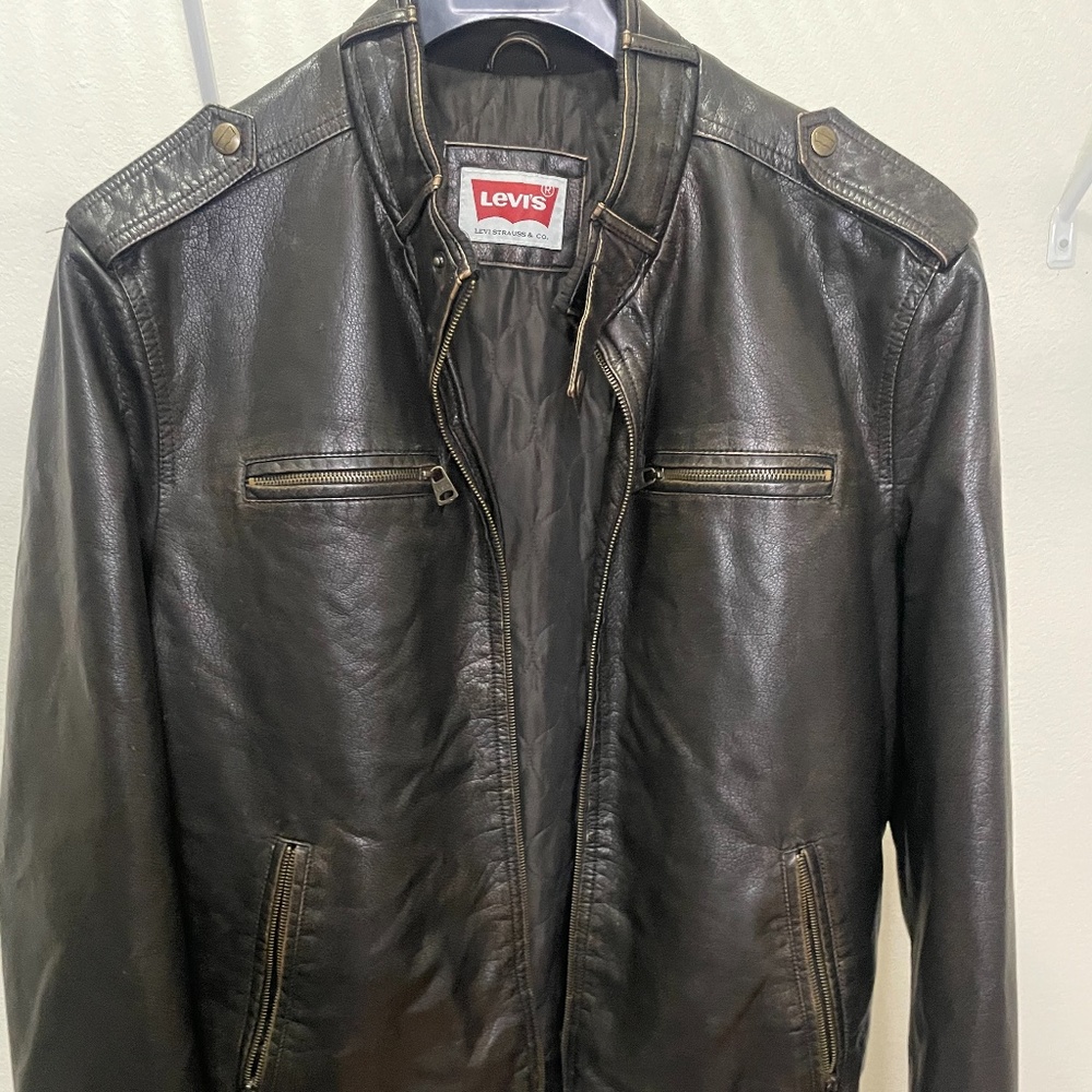 Large Levi's Brown Leather Jacket - image 1